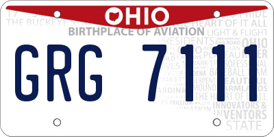 OH license plate GRG7111