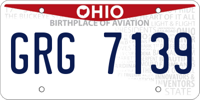 OH license plate GRG7139