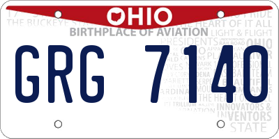 OH license plate GRG7140