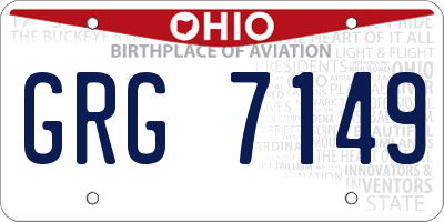 OH license plate GRG7149