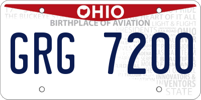 OH license plate GRG7200