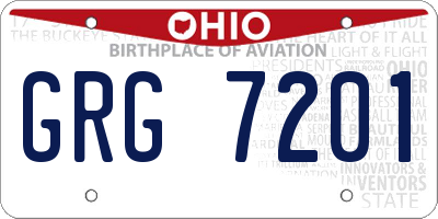 OH license plate GRG7201