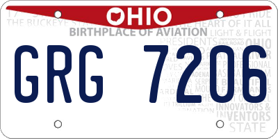 OH license plate GRG7206