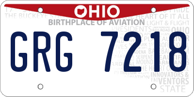 OH license plate GRG7218