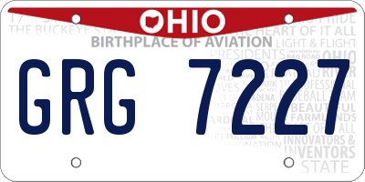 OH license plate GRG7227