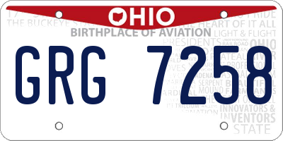 OH license plate GRG7258
