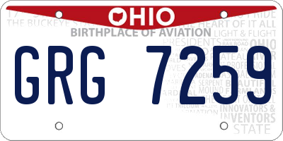 OH license plate GRG7259