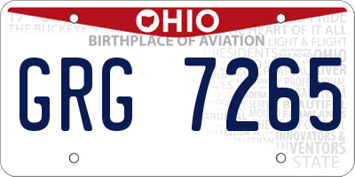 OH license plate GRG7265