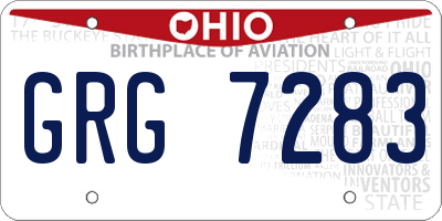 OH license plate GRG7283