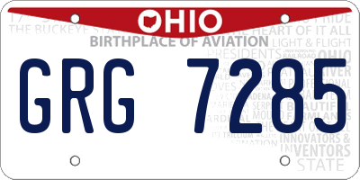 OH license plate GRG7285