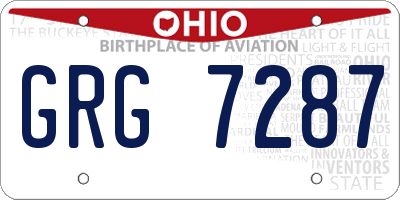 OH license plate GRG7287