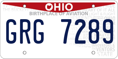 OH license plate GRG7289