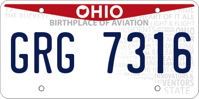 OH license plate GRG7316