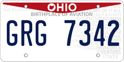 OH license plate GRG7342