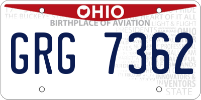 OH license plate GRG7362