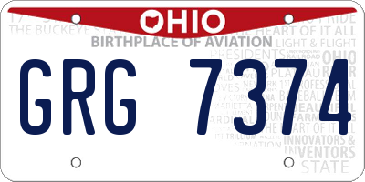 OH license plate GRG7374
