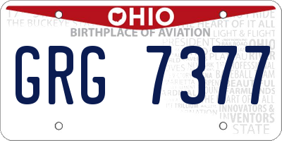 OH license plate GRG7377