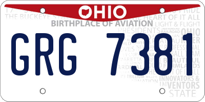 OH license plate GRG7381