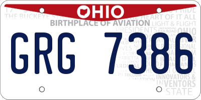 OH license plate GRG7386