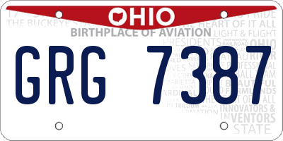 OH license plate GRG7387