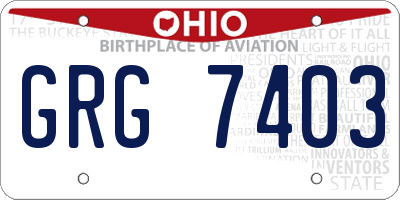 OH license plate GRG7403