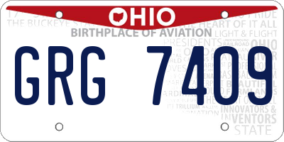 OH license plate GRG7409