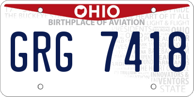 OH license plate GRG7418