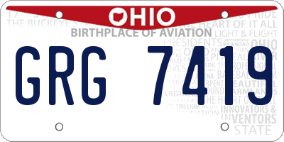 OH license plate GRG7419