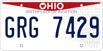 OH license plate GRG7429