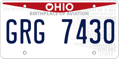 OH license plate GRG7430