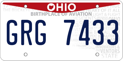 OH license plate GRG7433