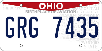 OH license plate GRG7435
