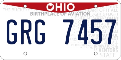 OH license plate GRG7457