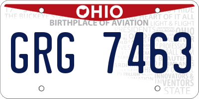 OH license plate GRG7463