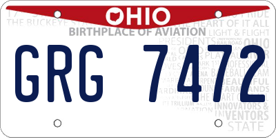 OH license plate GRG7472