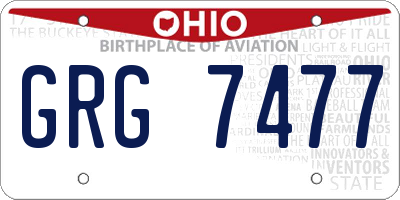 OH license plate GRG7477