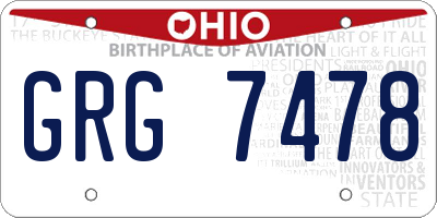 OH license plate GRG7478