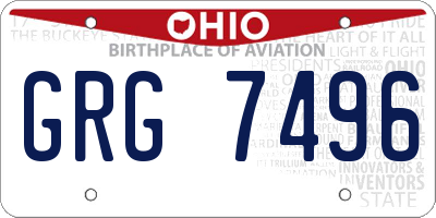 OH license plate GRG7496