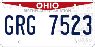 OH license plate GRG7523