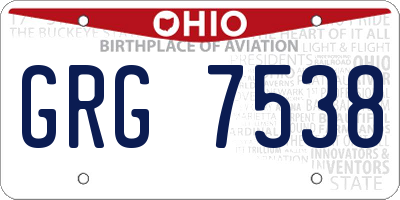 OH license plate GRG7538