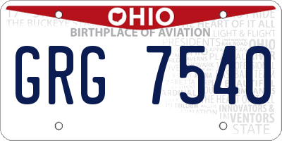OH license plate GRG7540