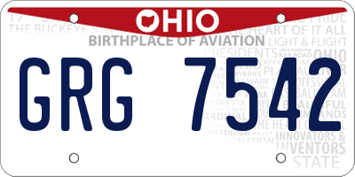 OH license plate GRG7542