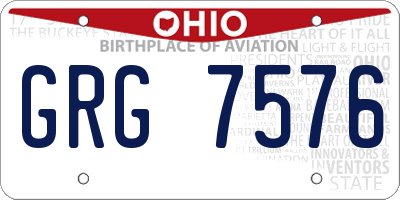 OH license plate GRG7576