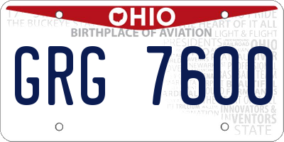 OH license plate GRG7600