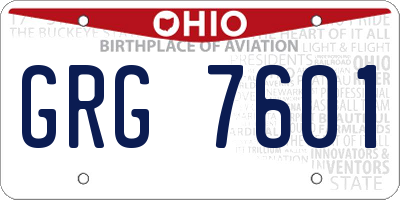 OH license plate GRG7601