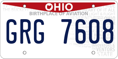 OH license plate GRG7608