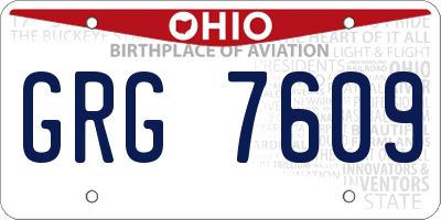 OH license plate GRG7609
