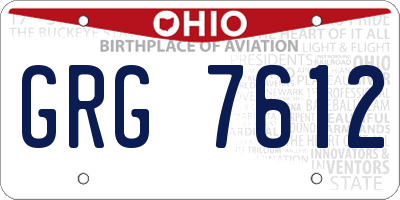 OH license plate GRG7612