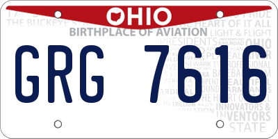 OH license plate GRG7616