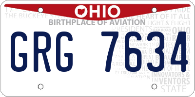 OH license plate GRG7634